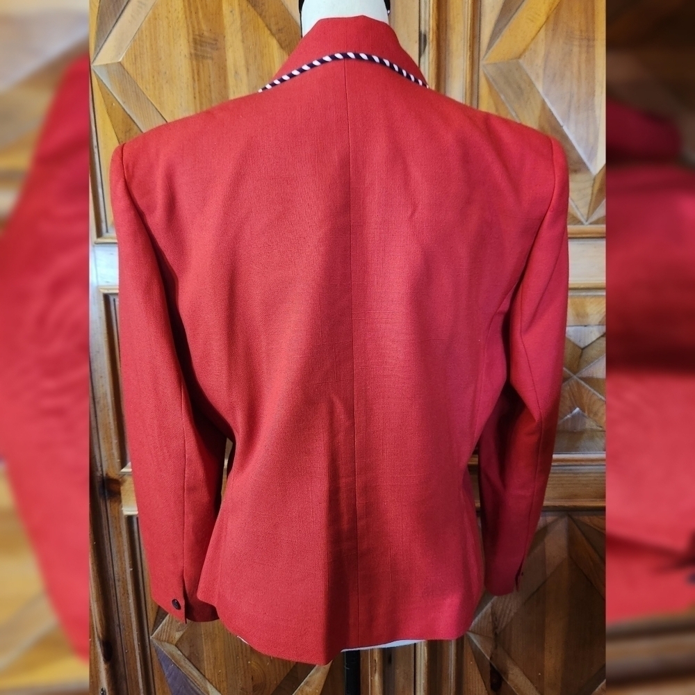 Vintage Dark Cherry Red Blazer Women 10 Preppy Nautical College Retro Statement - Picture 7 of 10